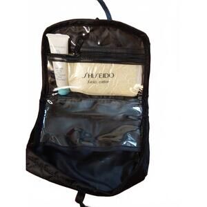 Shiseido Black Quilted Satin Cosmetic / Makeup Pouch